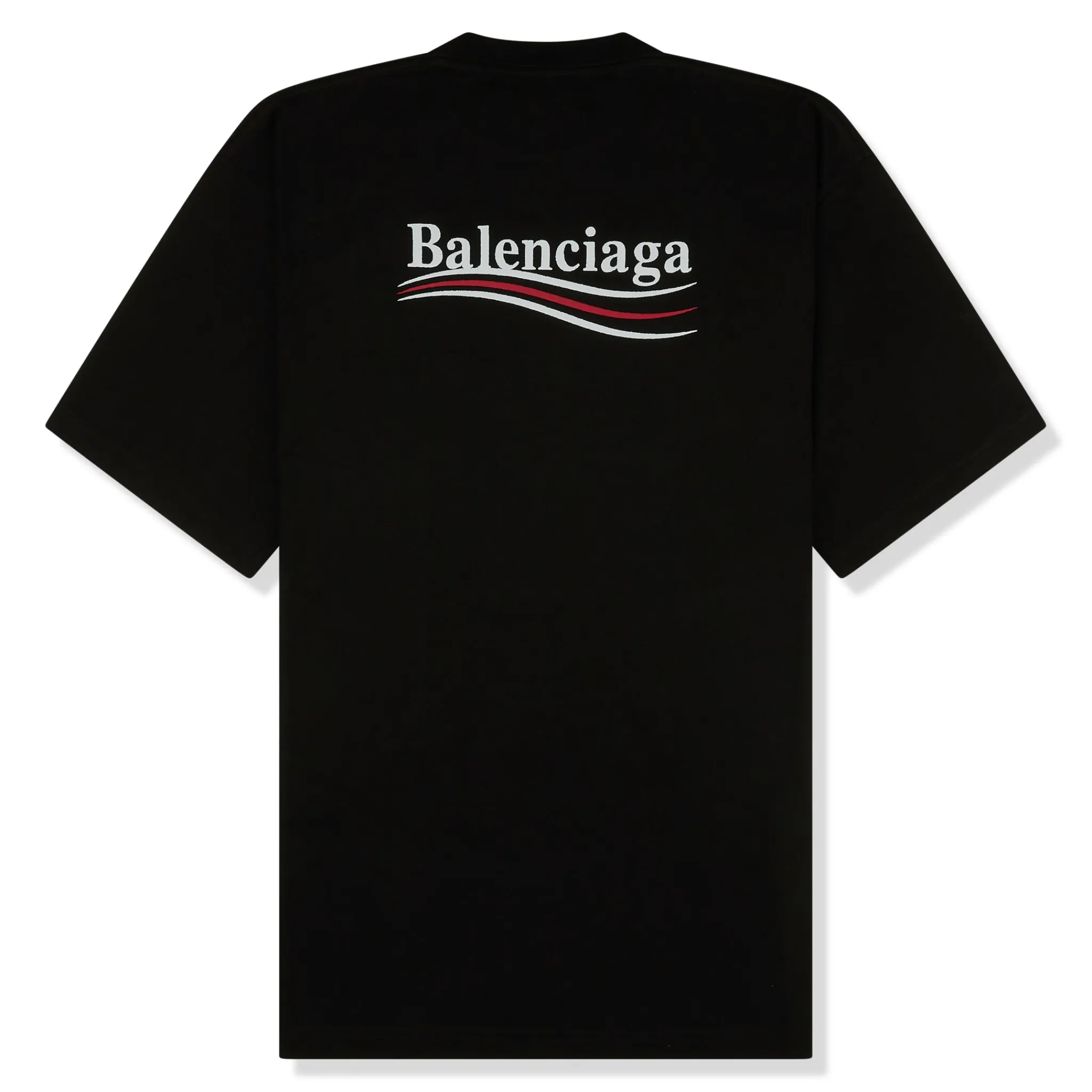 Balenciaga Preloved - Political Logo Embroidered Oversized Black T Shirt< T-shirts