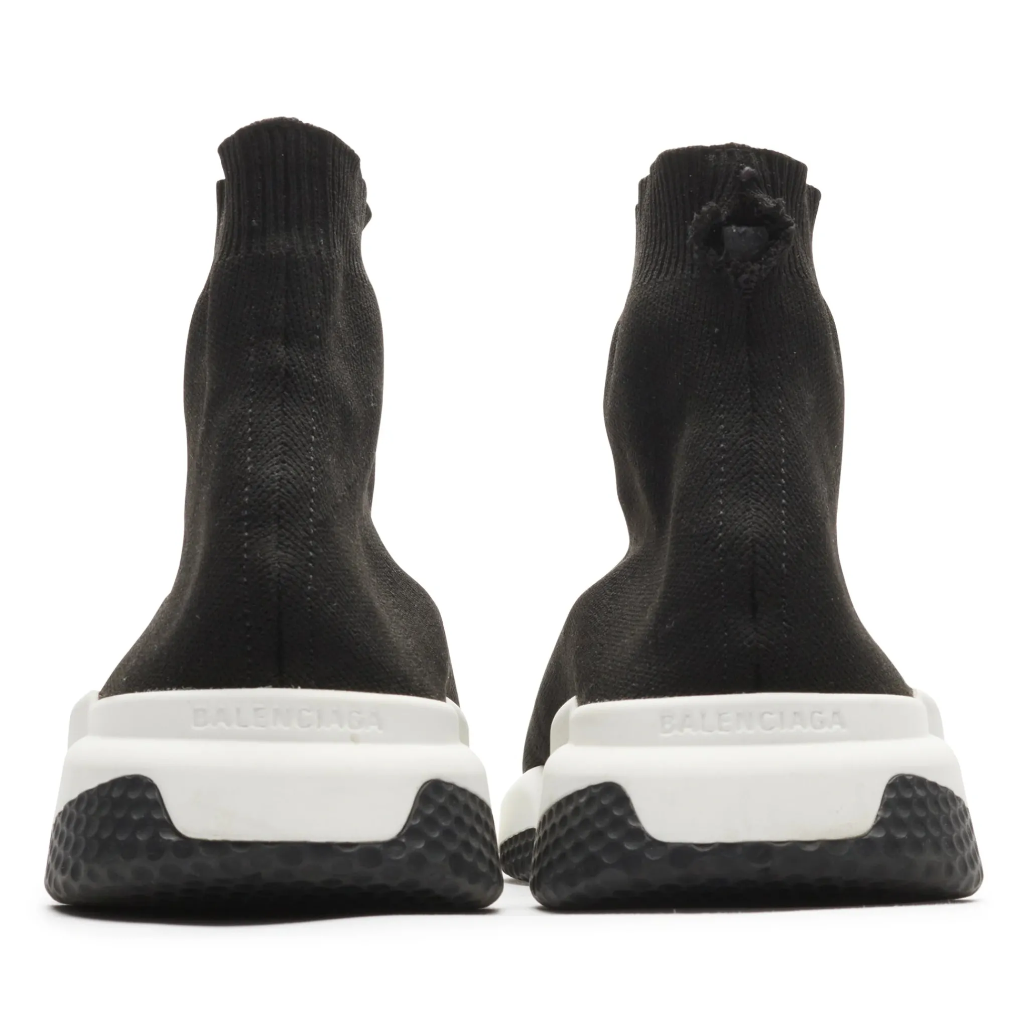 Balenciaga Preloved - Speed Knit Sock Black White Black (Tear On Back)< Designer Trainers