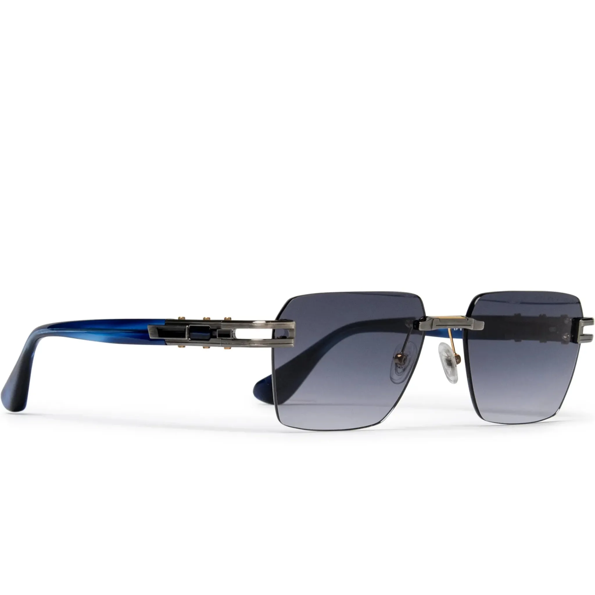 Dita Eyewear Preloved - Dita Meta-EVO DTS147-A-02 Custom Antique Silver Blue Swirl Sunglasses< Preloved Accessories|Sunglasses