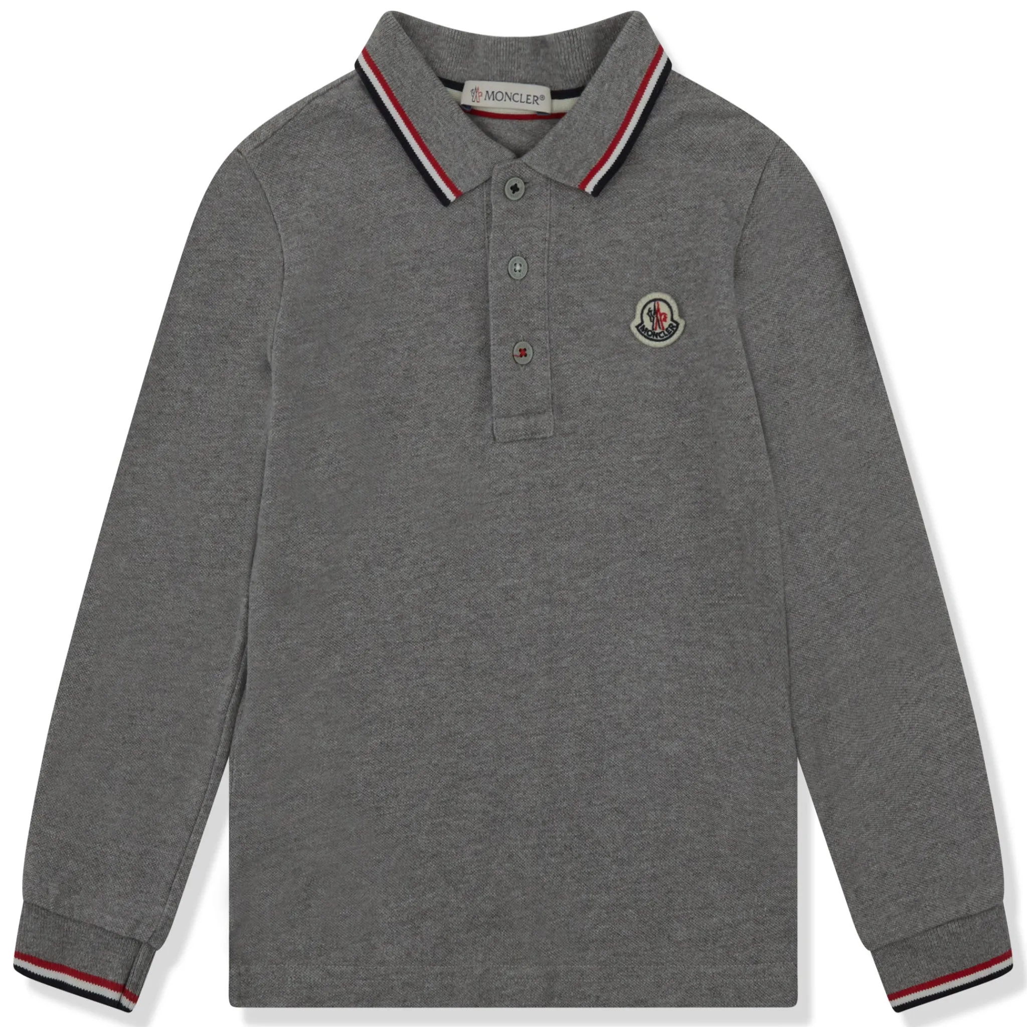 Moncler Preloved - Enfant Pique Cotton L/S Grey Polo Shirt< Polo Shirts