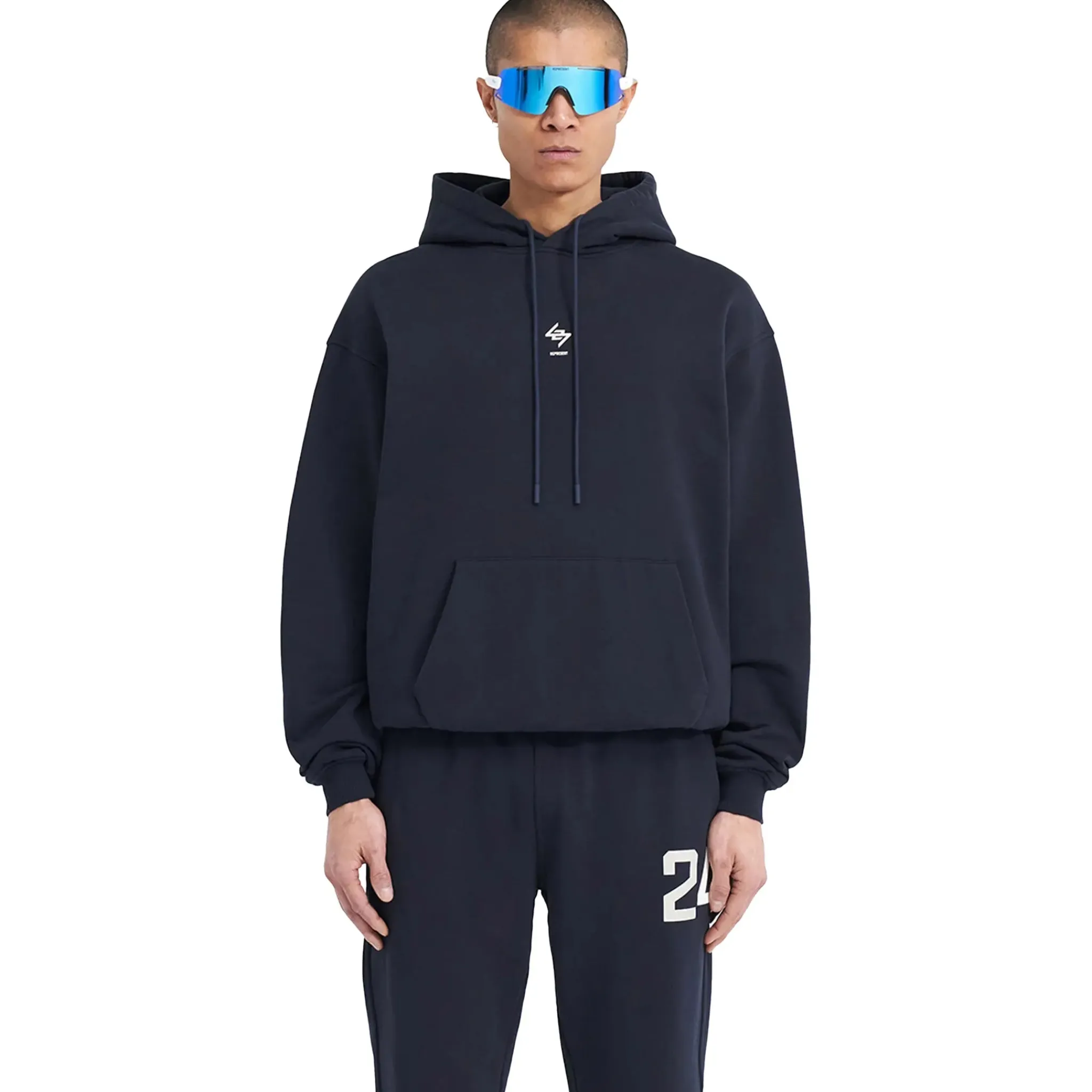 Represent 247 Oversized Navy Blue Hoodie< Sweatshirts & Hoodies