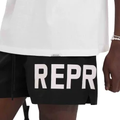 Represent Text Logo Black Swim Shorts< Swimwear|Shorts