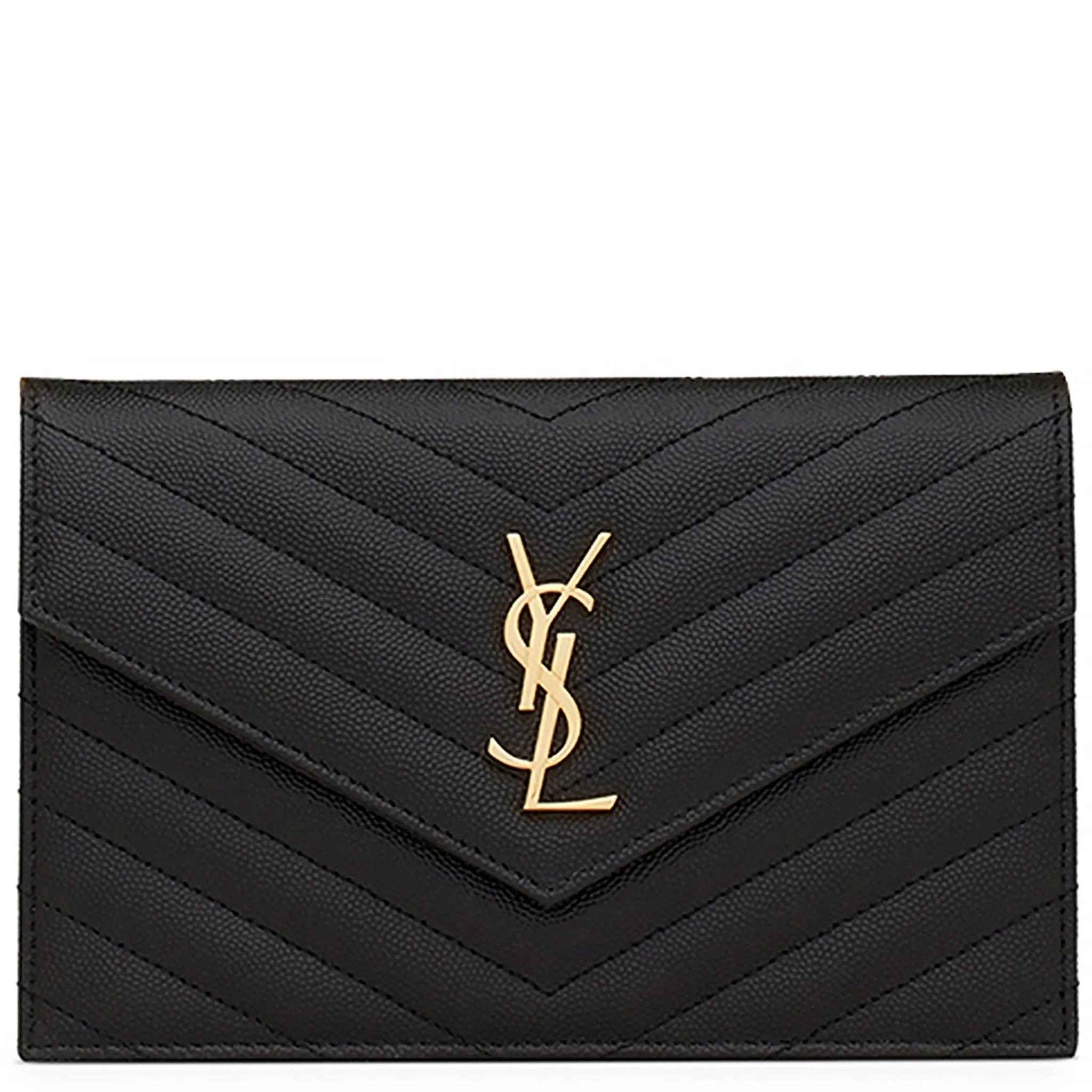Saint Laurent Cassandre Matelasse Black Envelope Chain Wallet< Bags