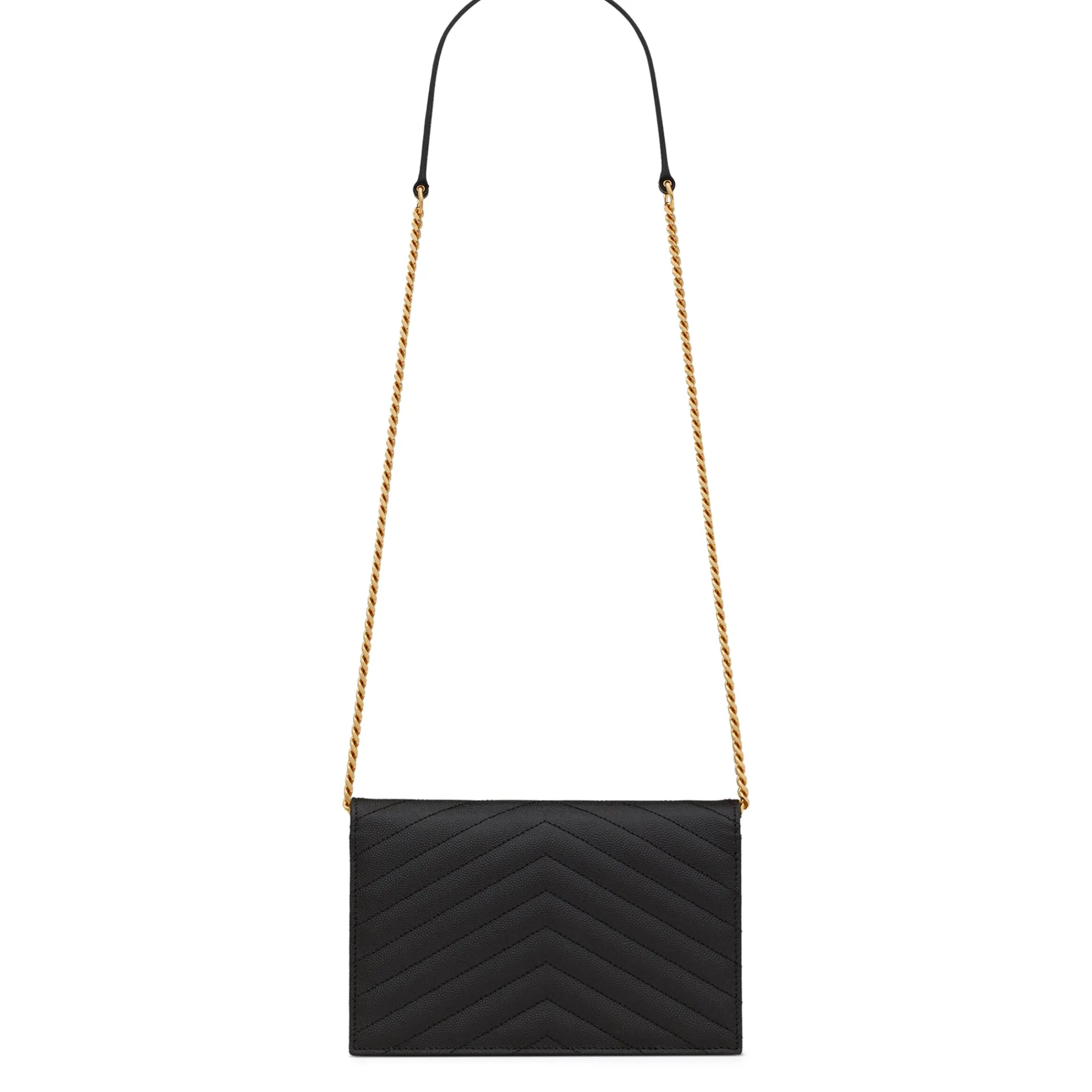 Saint Laurent Cassandre Matelasse Black Envelope Chain Wallet< Bags