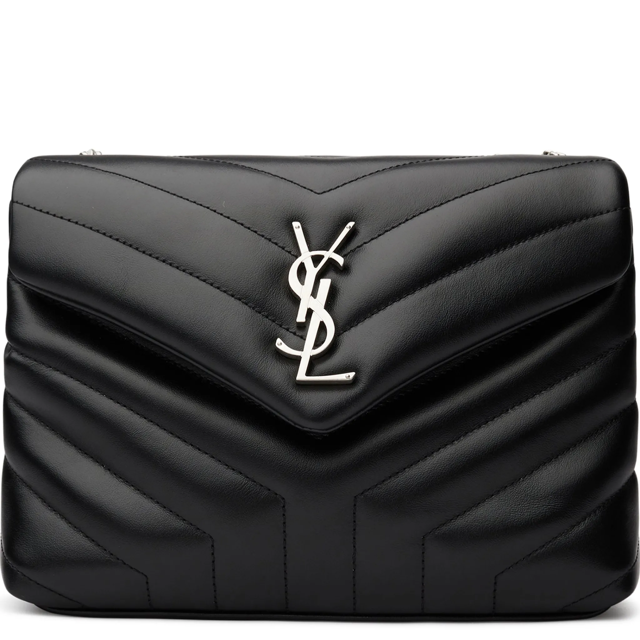 Saint Laurent LouLou Matelasse Leather Small Black Chain Shoulder Bag< Bags