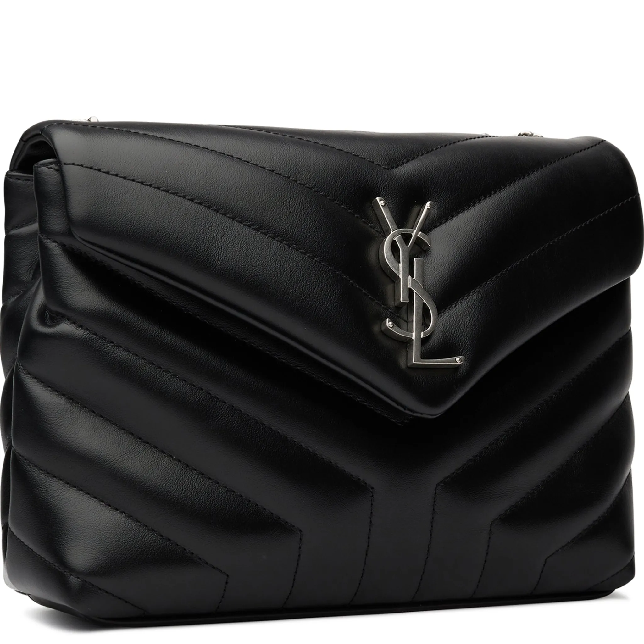 Saint Laurent LouLou Matelasse Leather Small Black Chain Shoulder Bag< Bags