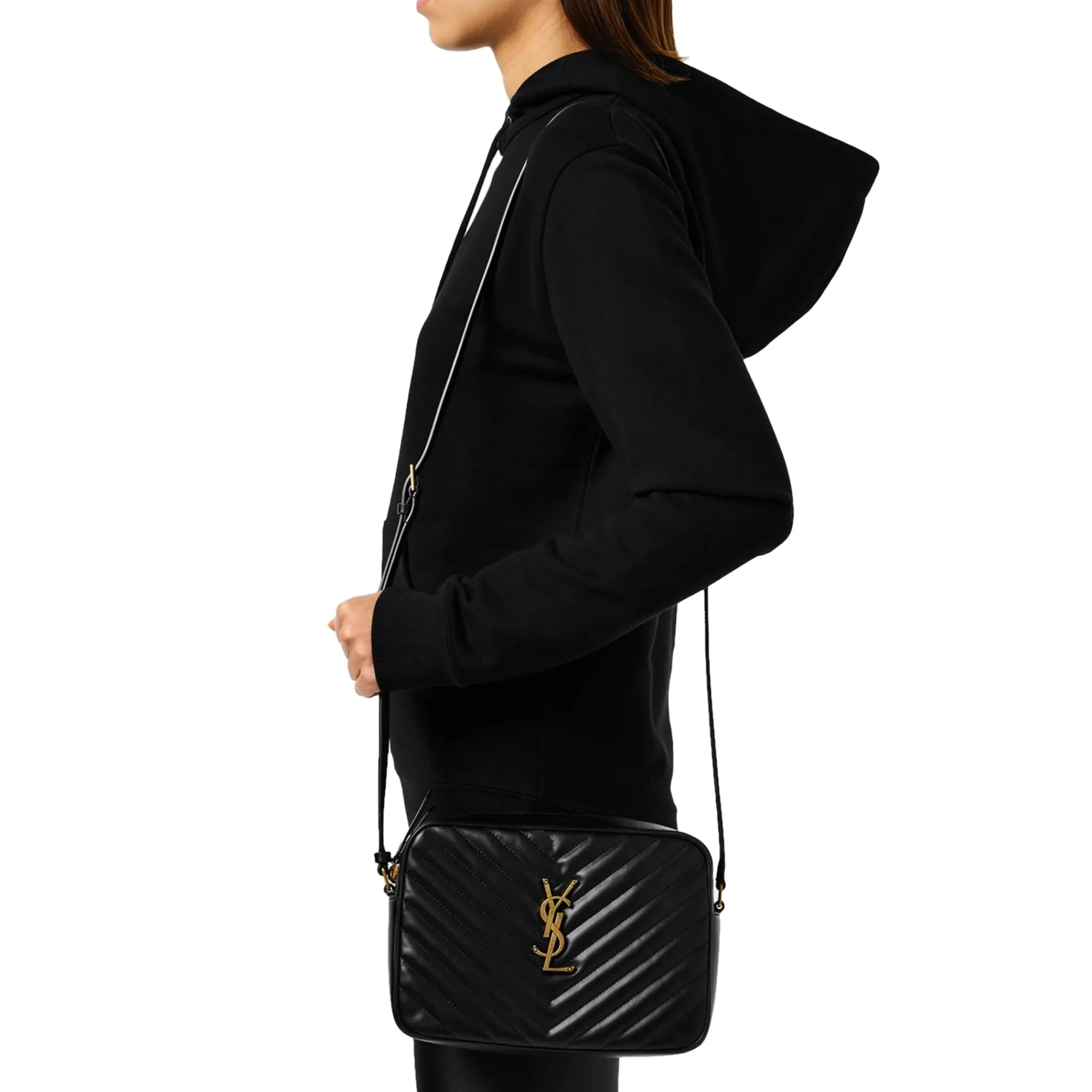 Saint Laurent Quilted Leather Lou Black Camera Bag< Bags