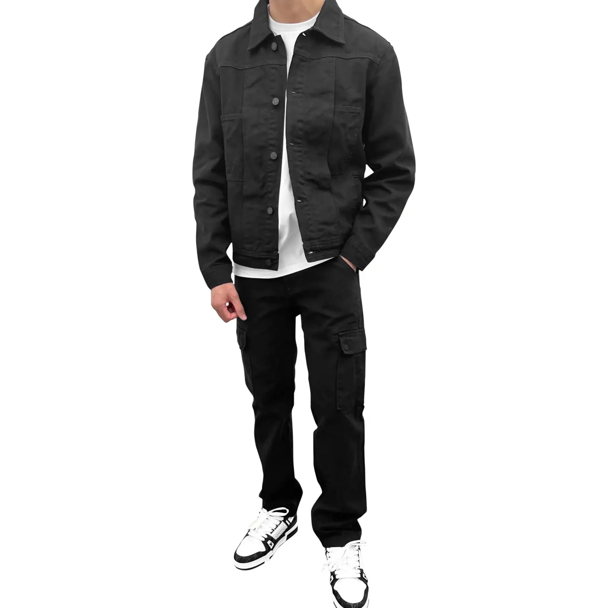 SIARR Black Denim Jacket & Cargo Pants< Cargo Pants|Bottoms