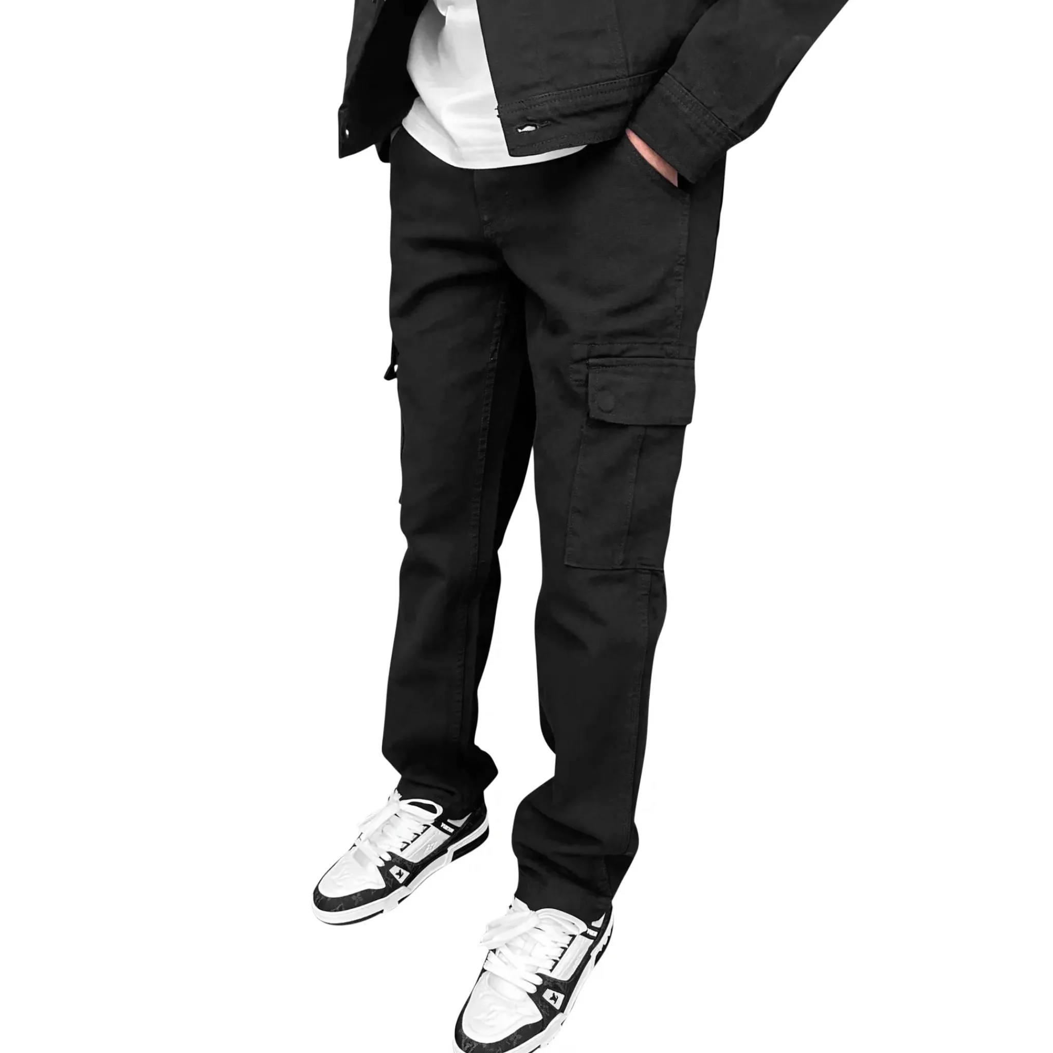 SIARR Black Denim Jacket & Cargo Pants< Cargo Pants|Bottoms