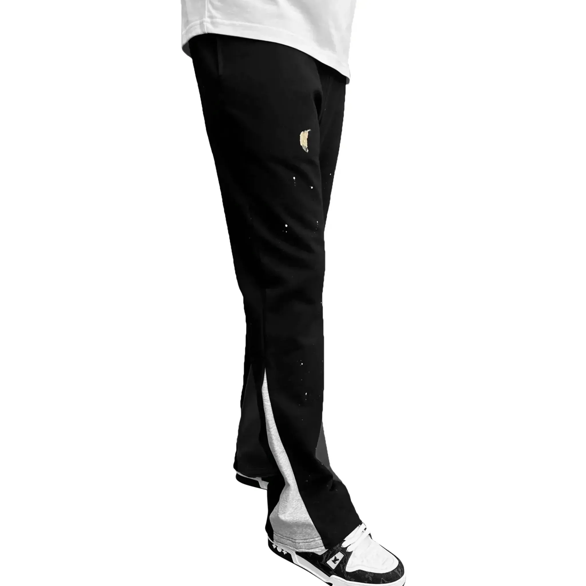SIARR Flared Joggers Black Paint< Bottoms|Sweatpants