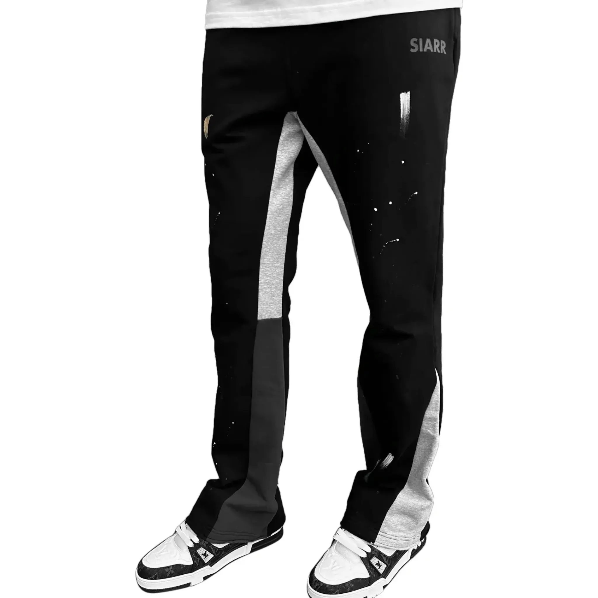 SIARR Flared Joggers Black Paint< Bottoms|Sweatpants