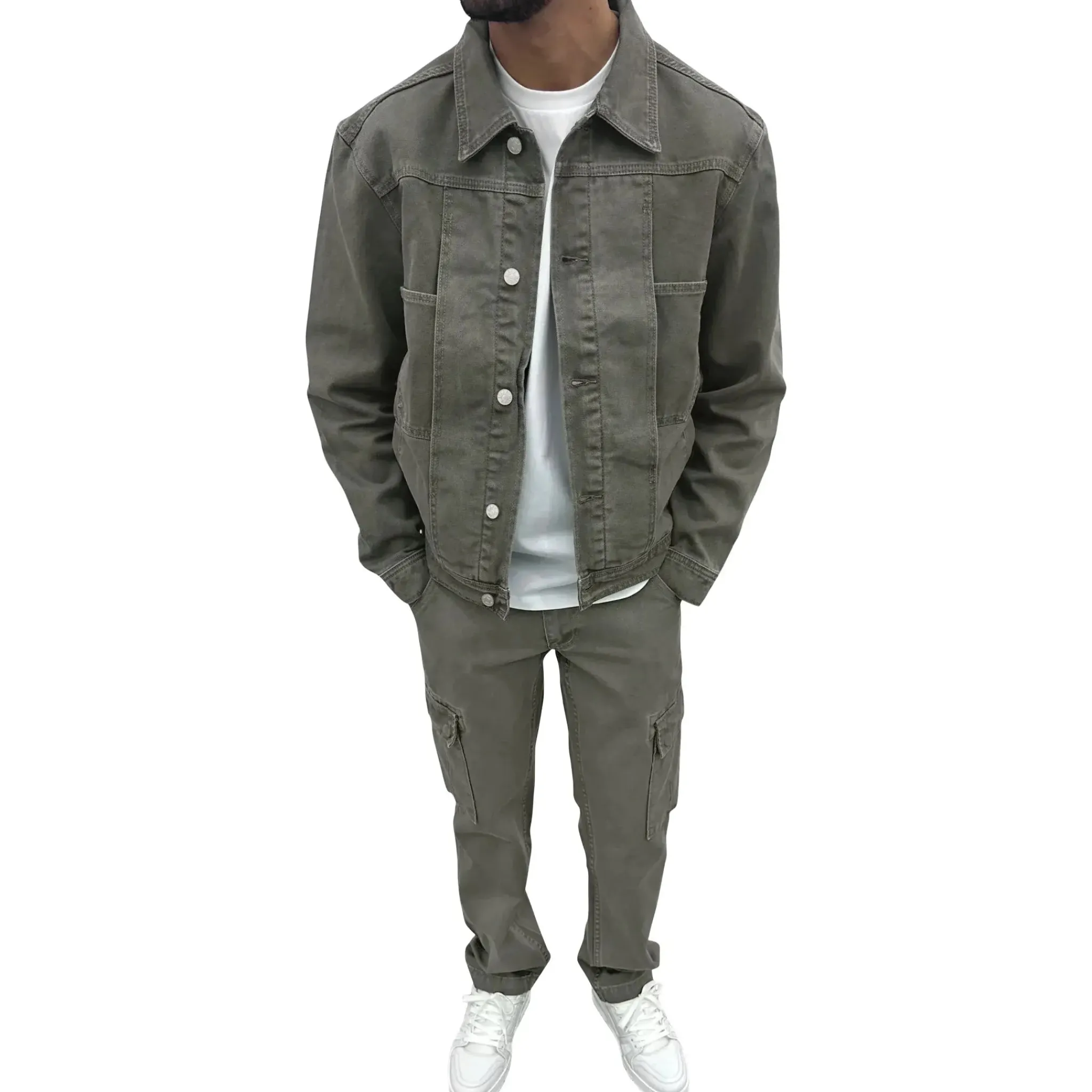 SIARR Green Denim Jacket & Cargo Pants< Cargo Pants|Bottoms