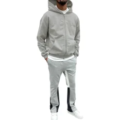SIARR Light Grey Zip-Up Hoodie< Matching Sets|Sweatshirts & Hoodies