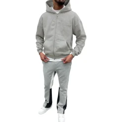 SIARR Light Grey Zip-Up Hoodie< Matching Sets|Sweatshirts & Hoodies