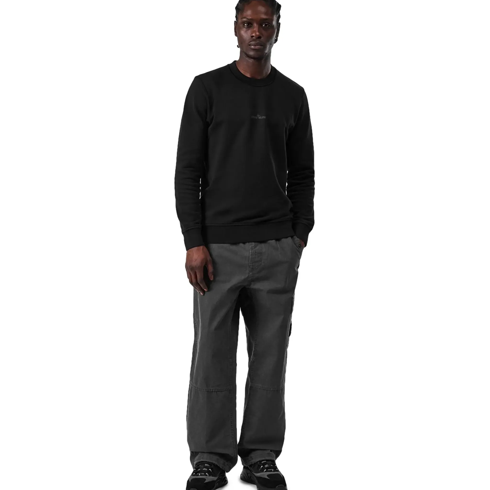 Stone Island Dial Logo Black Sweatshirt< Sweatshirts & Hoodies