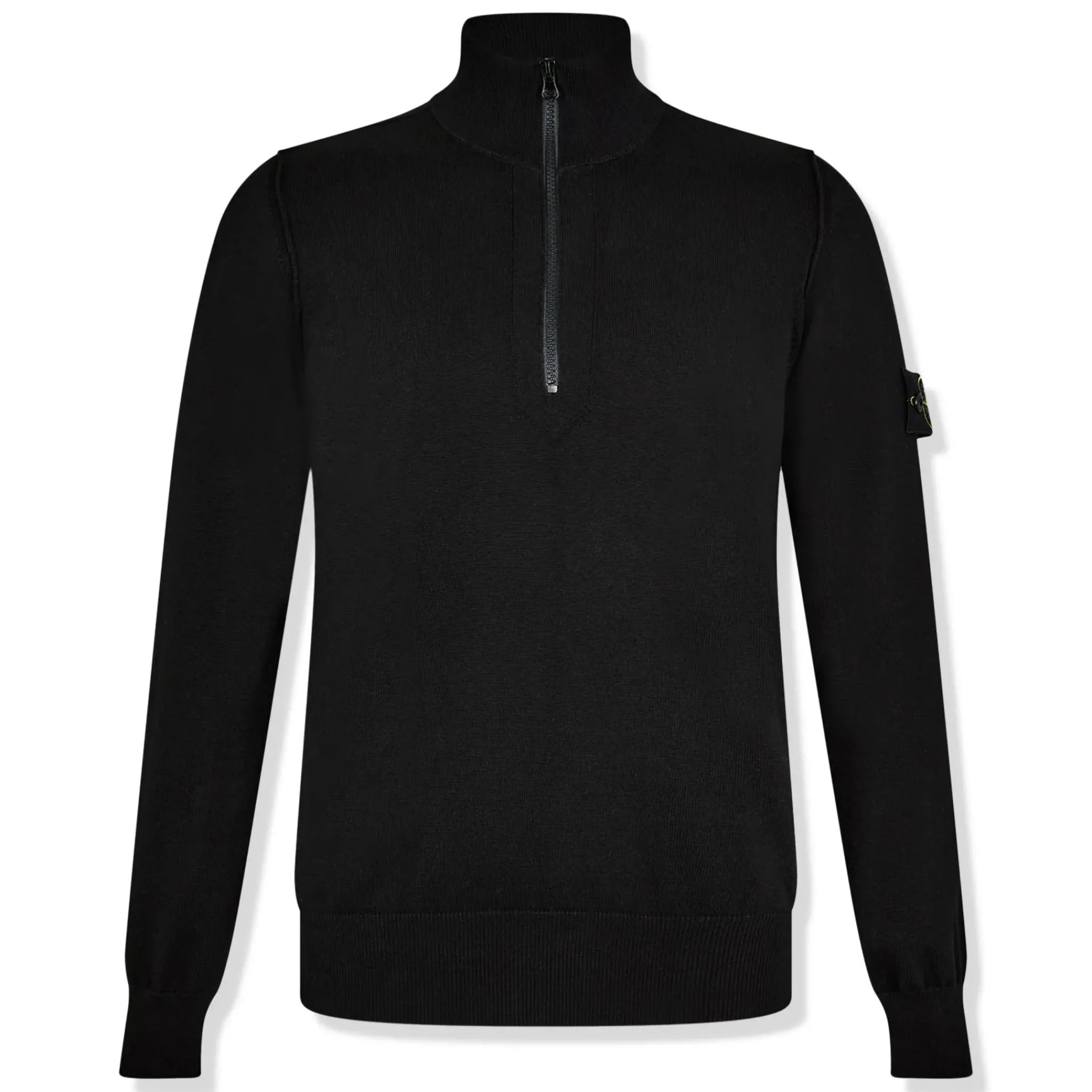 Stone Island Quarter Zip Black Knit Sweatshirt< Sweatshirts & Hoodies