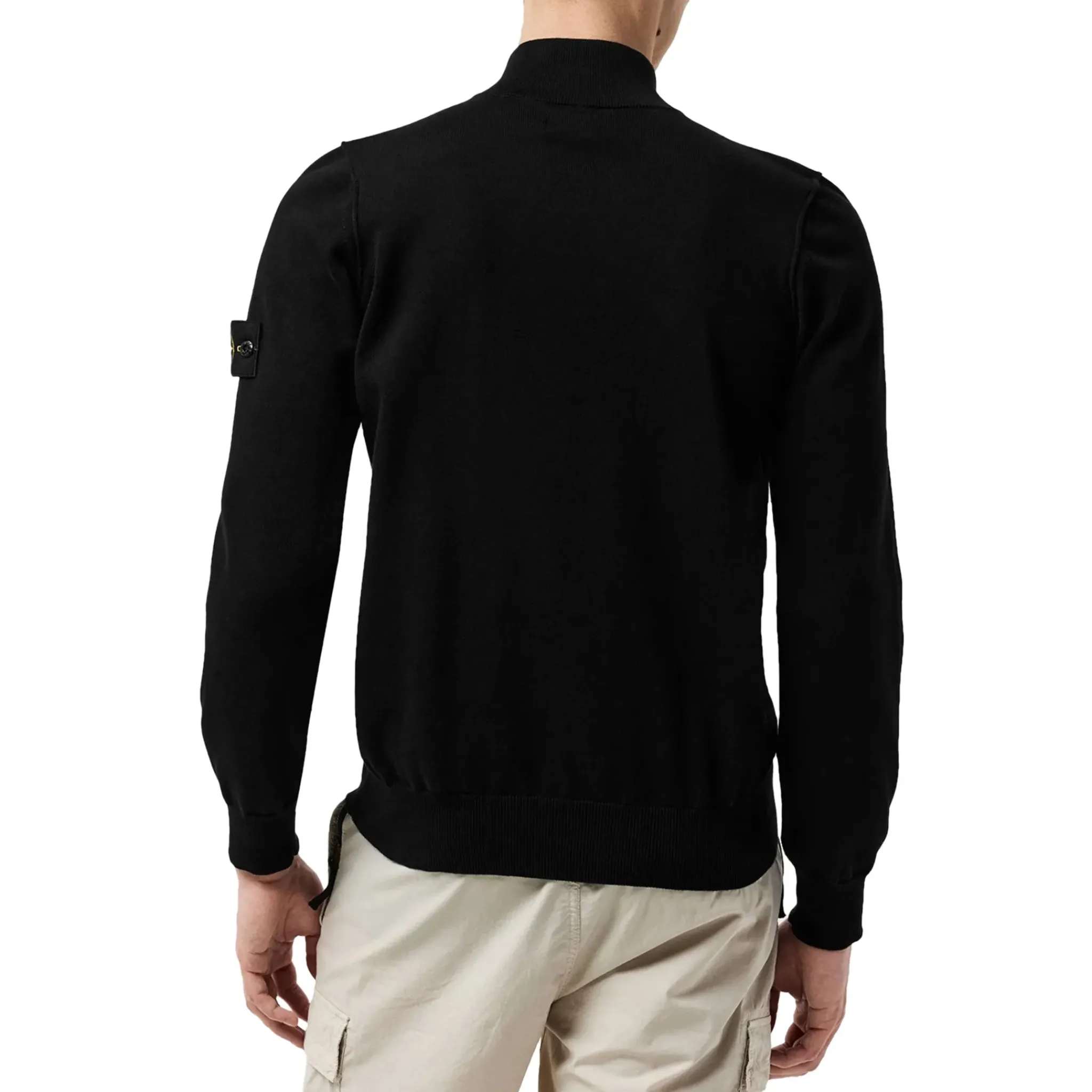 Stone Island Quarter Zip Black Knit Sweatshirt< Sweatshirts & Hoodies