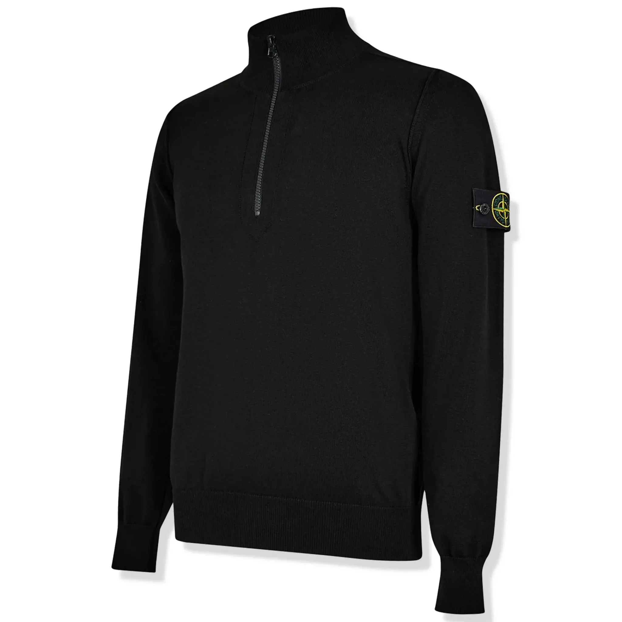 Stone Island Quarter Zip Black Knit Sweatshirt< Sweatshirts & Hoodies