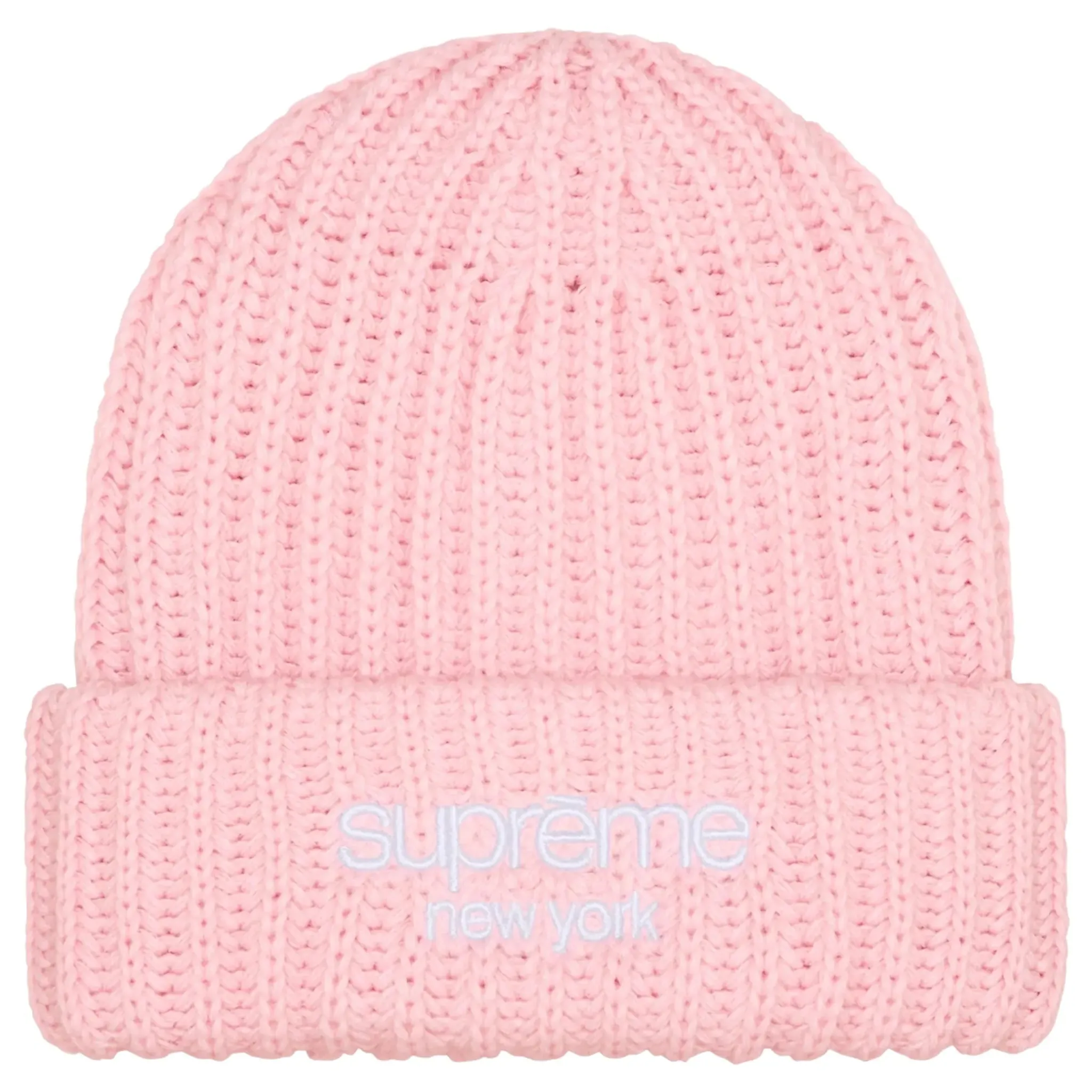 Supreme Classic Logo Chunky Ribbed Pink Beanie (FW24)< Hats & Caps