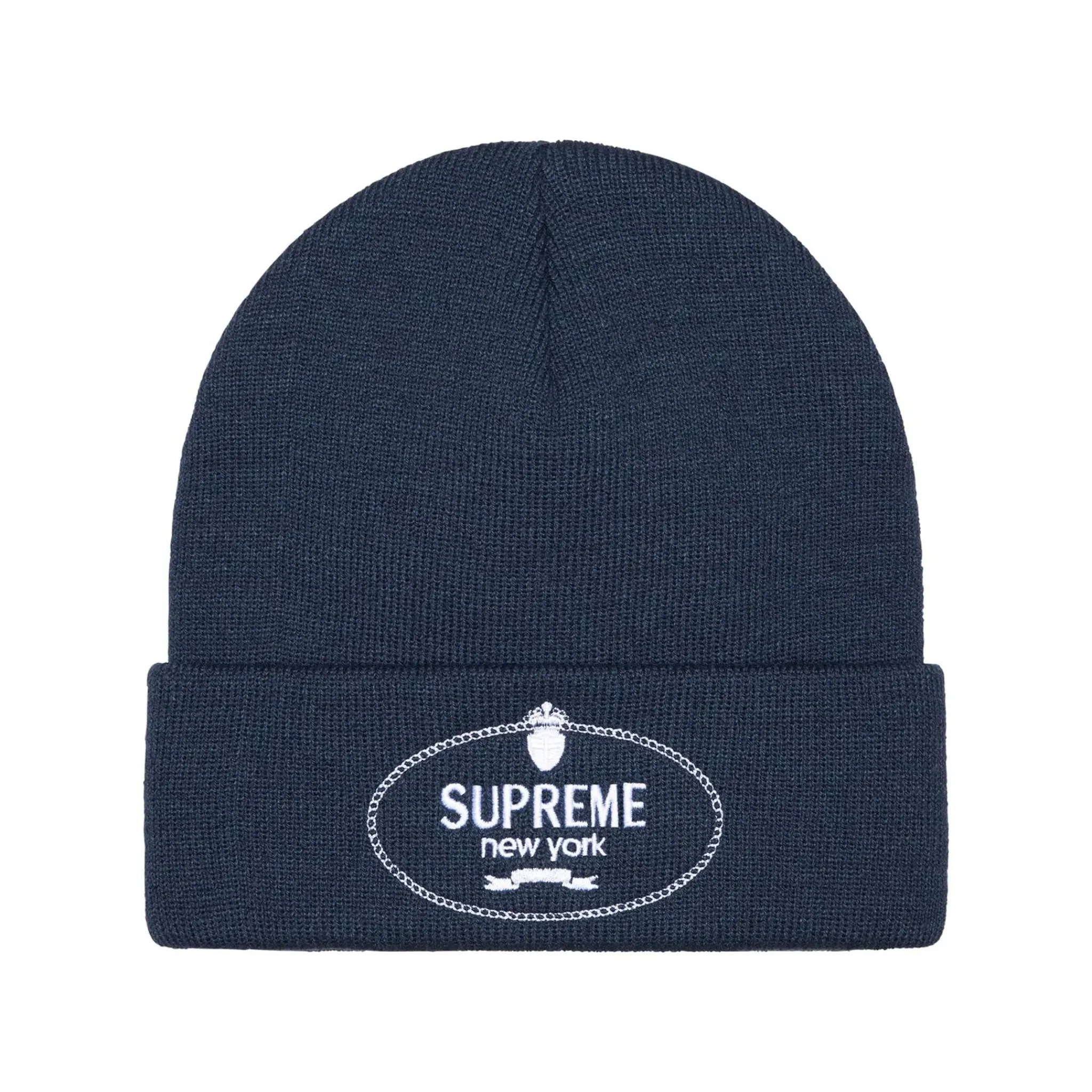 Supreme Crest Beanie Navy< Hats & Caps