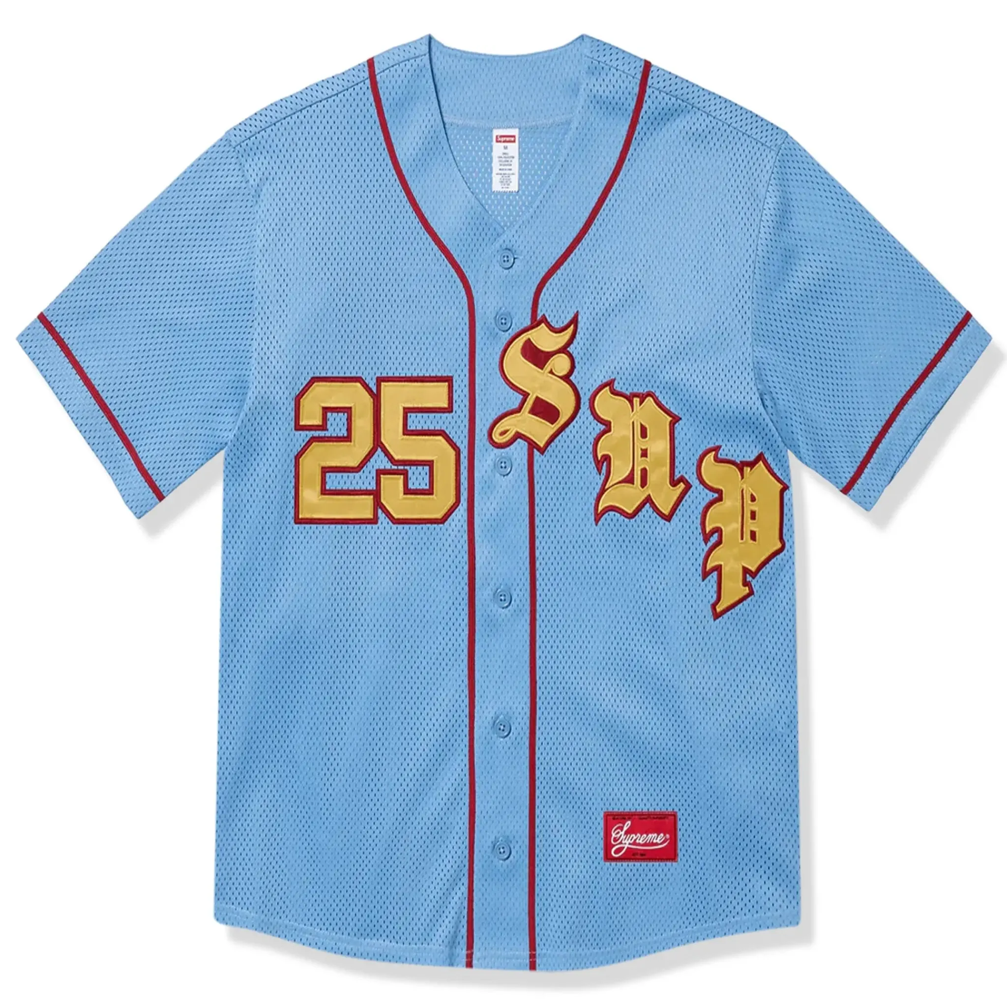 Supreme Old English Blue Baseball Jersey< T-shirts