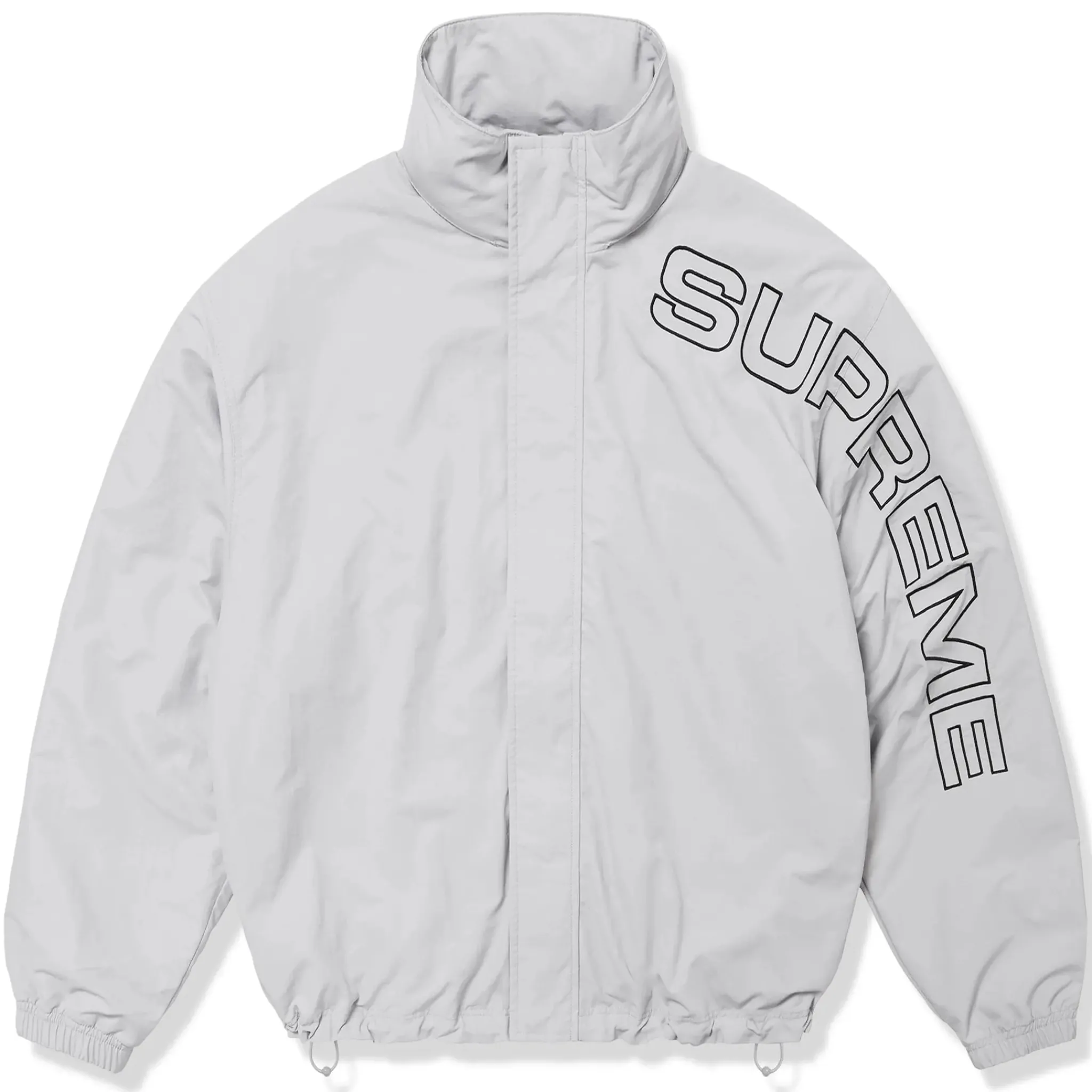 Supreme Spellout Embroidered Grey Track Jacket (FW24)< Coats & Jackets