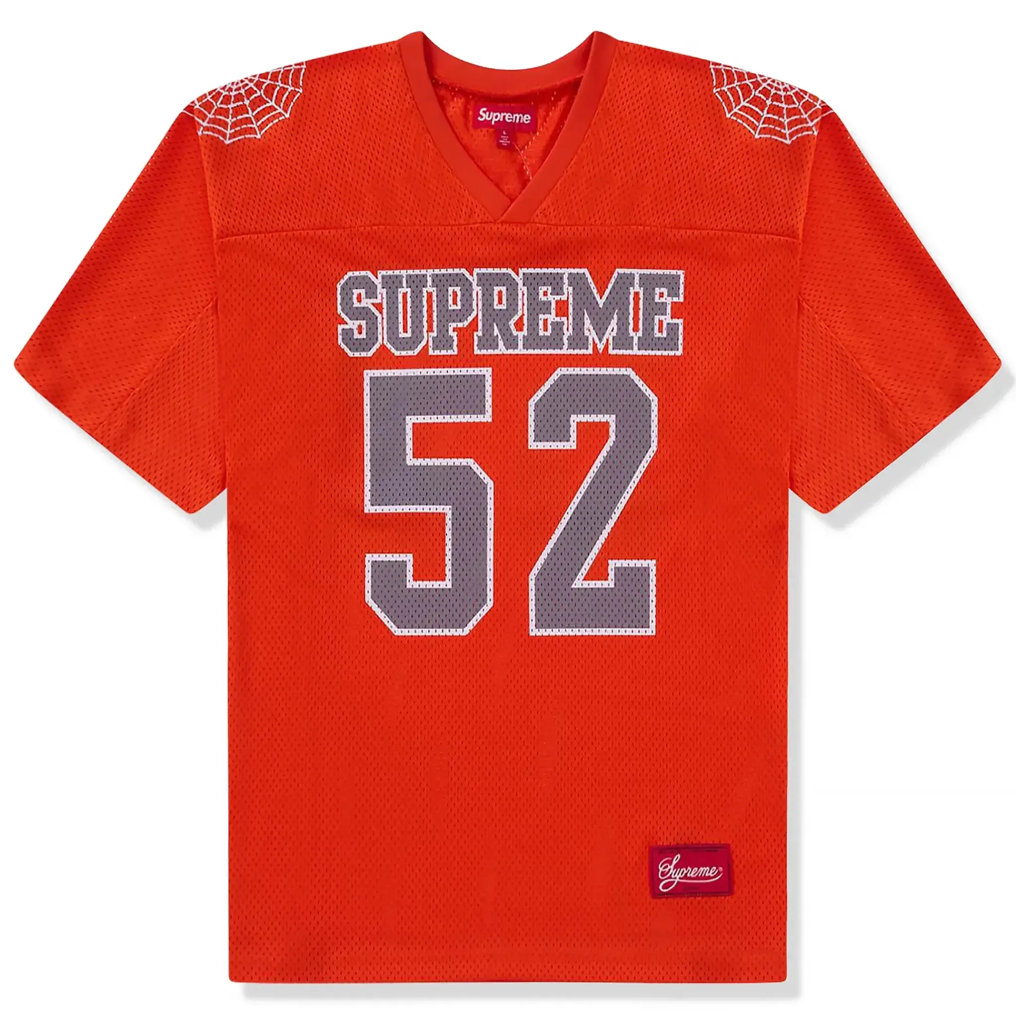 Supreme Spiderweb Orange Football Jersey< T-shirts