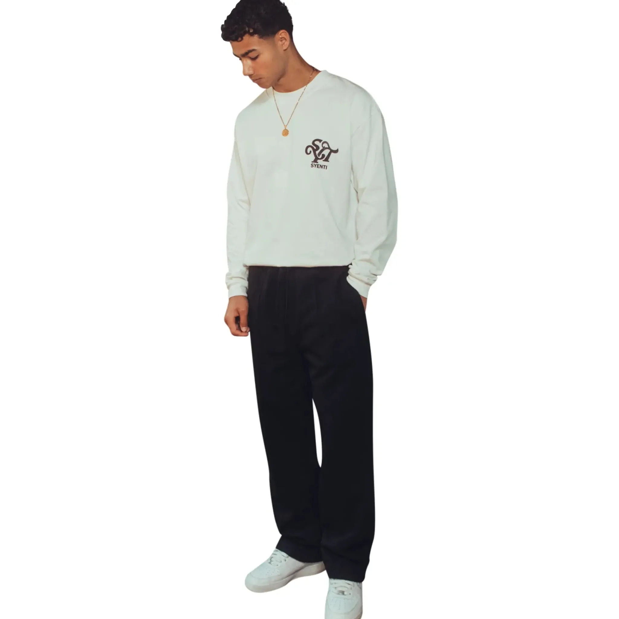 Syenti Emblem Long-Sleeved Off White T Shirt< T-shirts